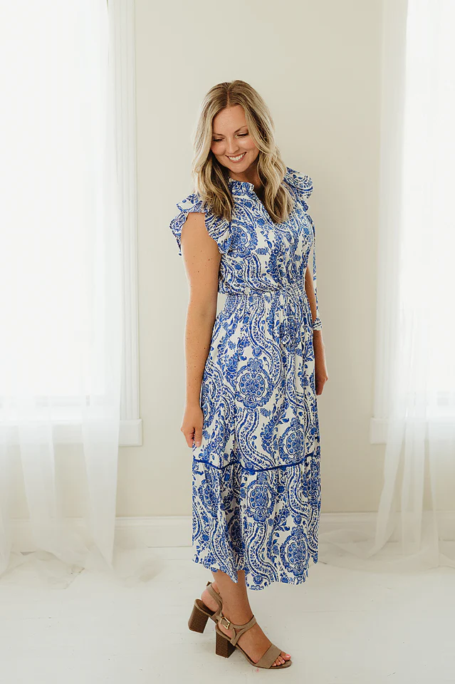 Two Tone Paisley Midi Dress - Image 2