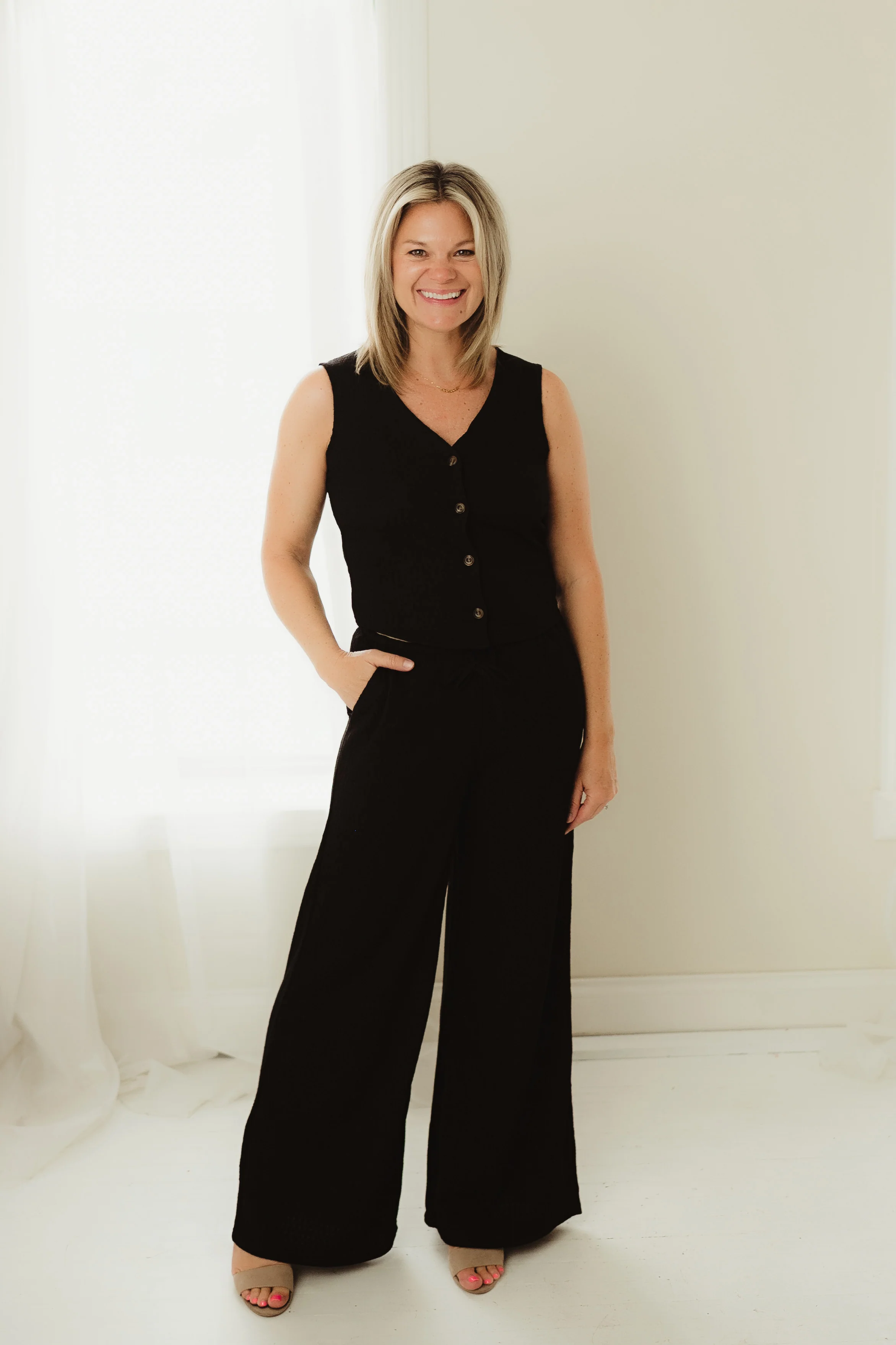 Black Button & Flare Set