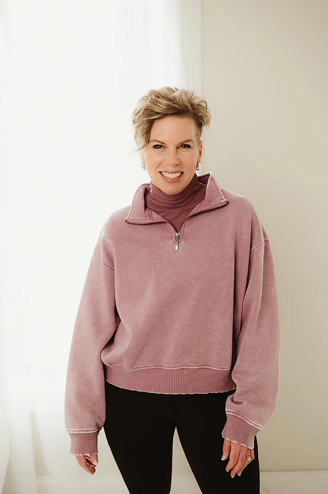 Light Rose Vintage Wash Collar Fleece