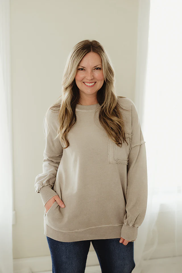 Ash Mocha Halo Distressed Pullover