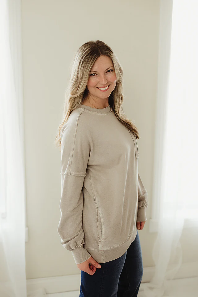 Ash Mocha Halo Distressed Pullover - Image 2