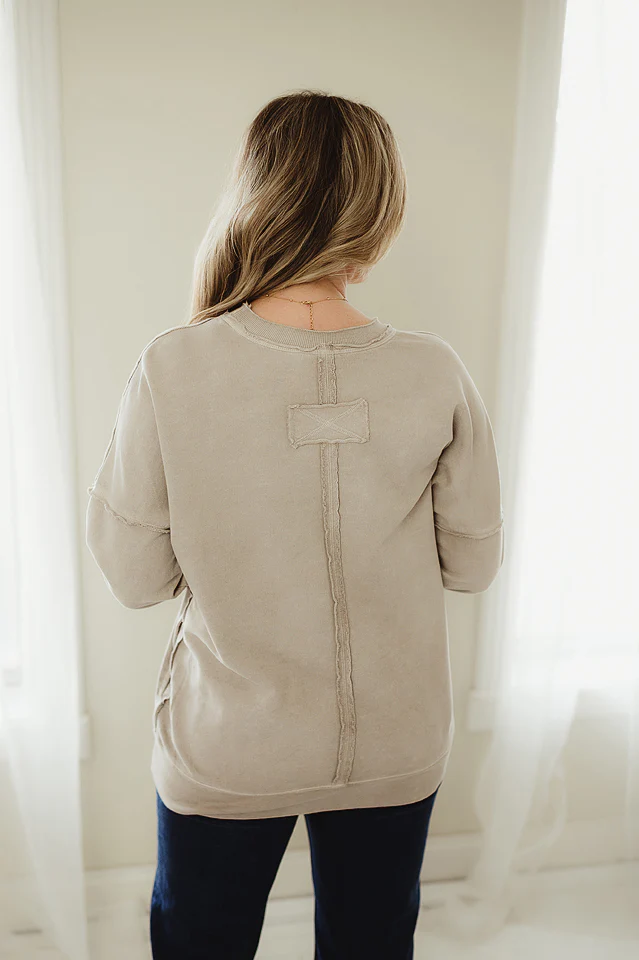 Ash Mocha Halo Distressed Pullover - Image 3