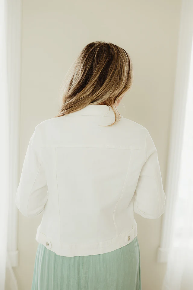 White Classic Denim Jacket - Image 3