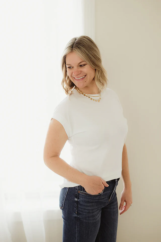 White Cotton Short Sleeve Tee - Image 2