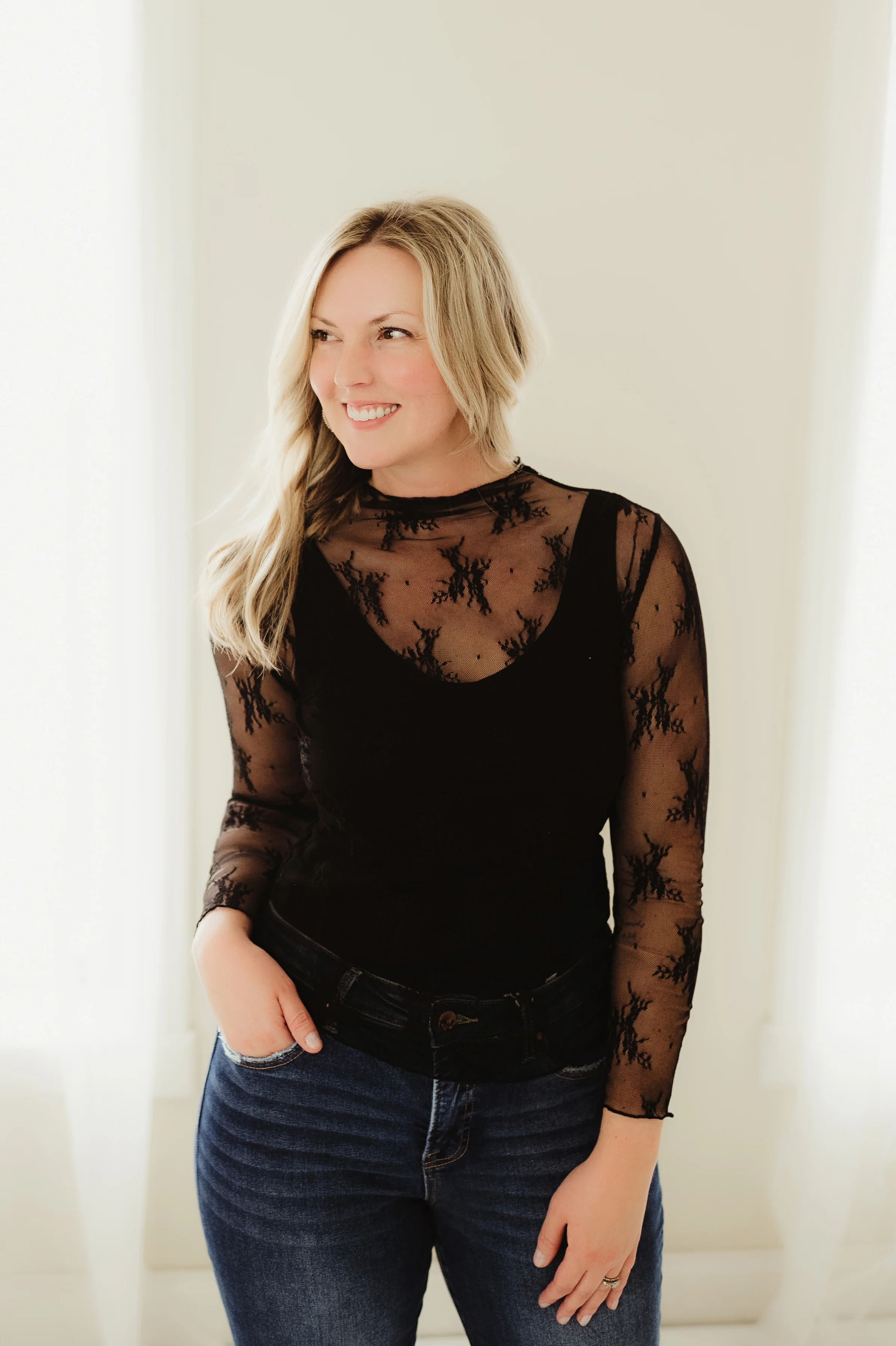 Black Lace Layering Top
