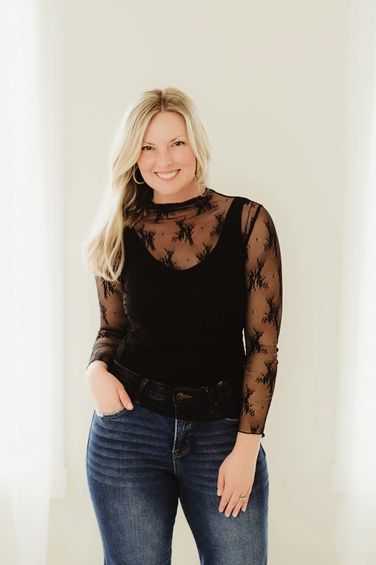 Black Lace Layering Top - Image 2
