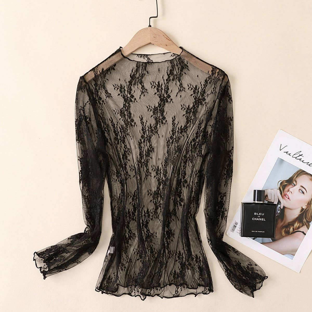 Black Lace Layering Top - Image 5