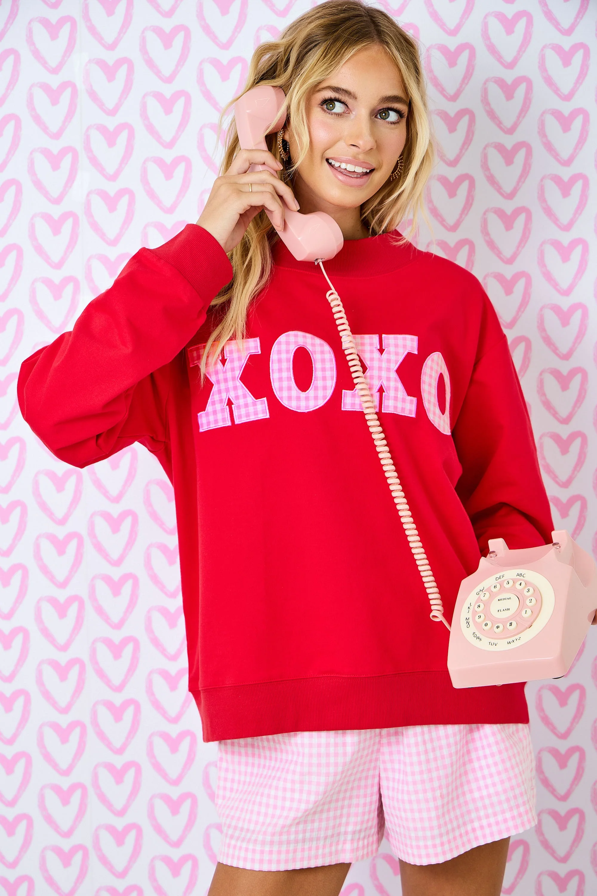 Red XOXO Gingham Mock Neck - Image 3