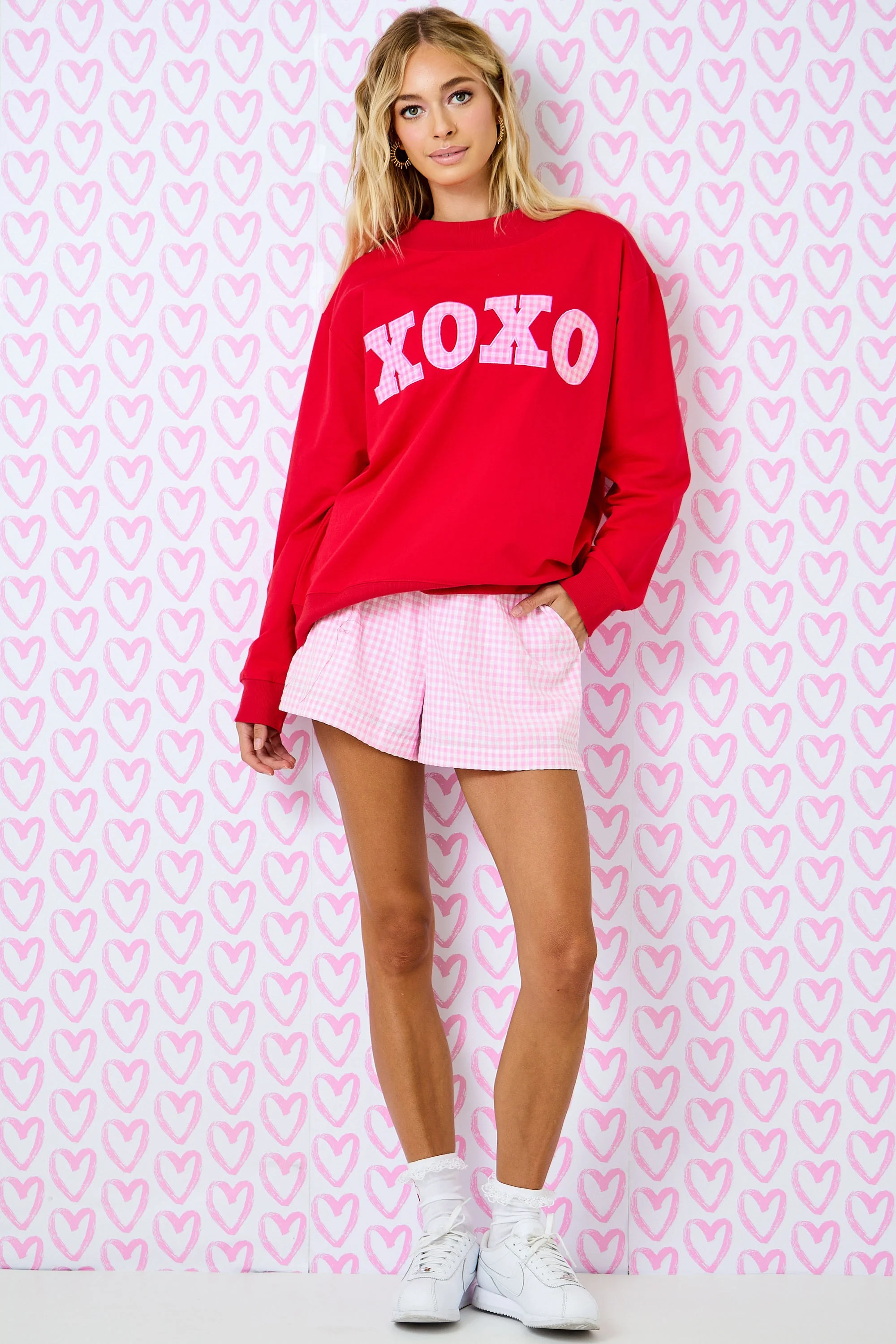 Red XOXO Gingham Mock Neck - Image 4