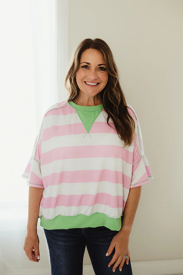 Pink & Green Sweet Flutter Top