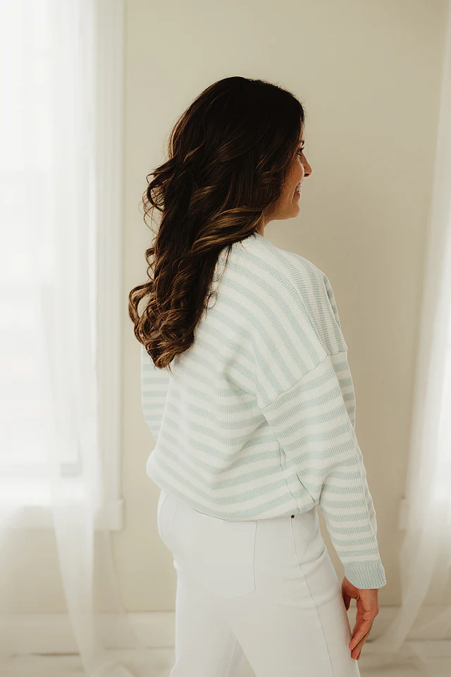 Blue Lulu Striped Crewneck - Image 3