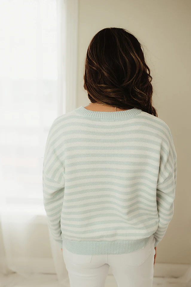 Blue Lulu Striped Crewneck - Image 4