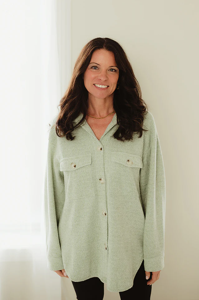 Sage Brushed Waffle Shacket