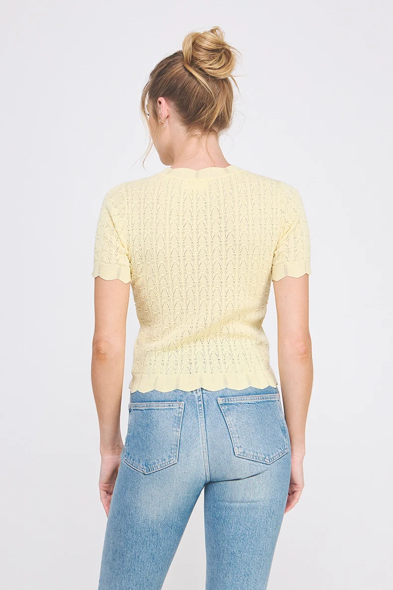 Buttercream Pointelle Knit Top - Image 2