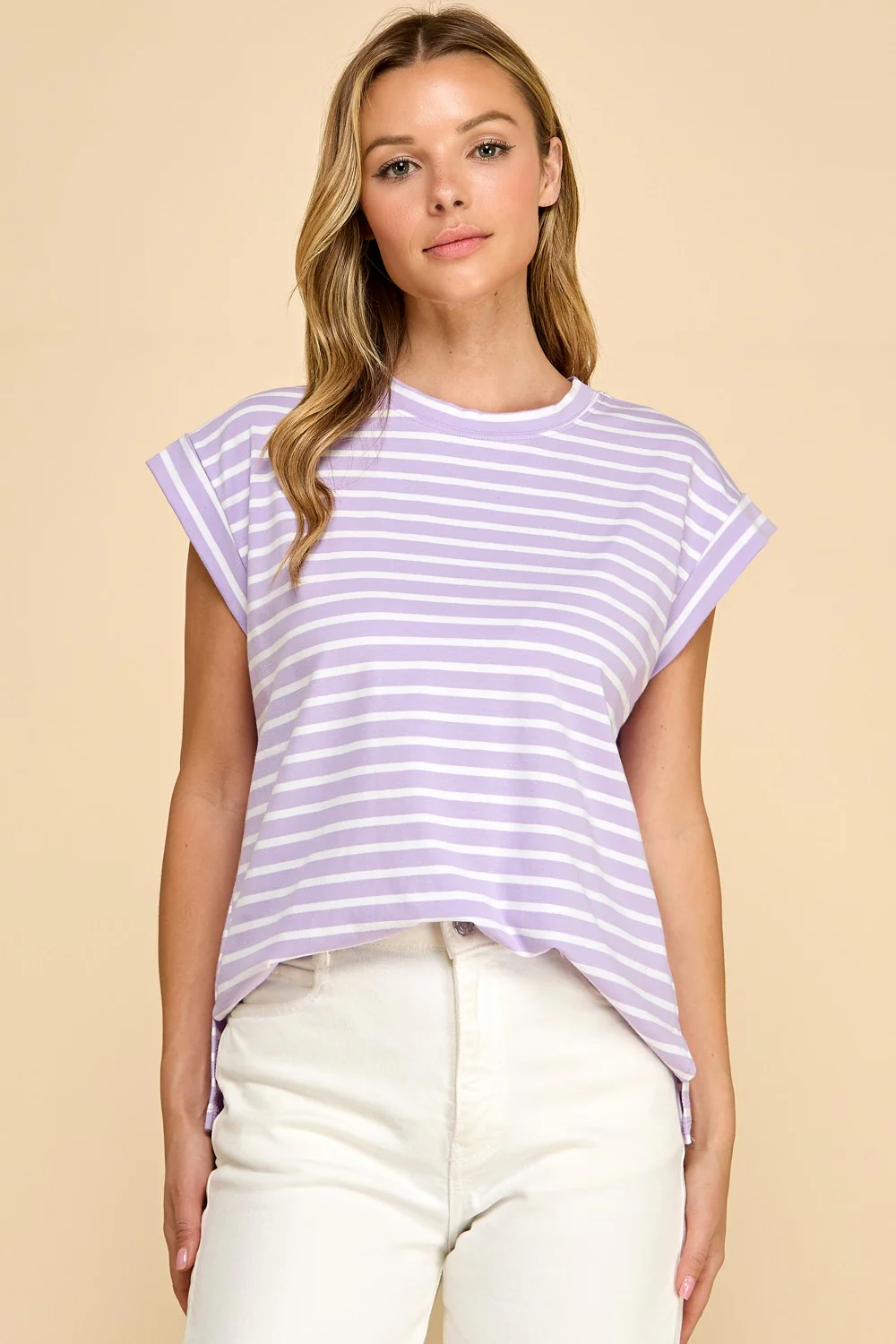 Lavender & White Shoreline Chic Top